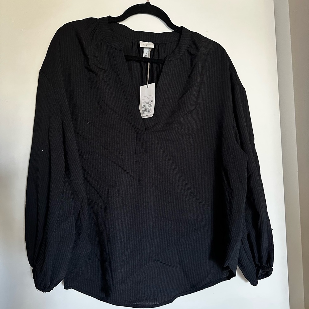 A New Day L Black Blouse NWT